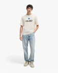 Hugo Blue Cotton-Jersey T-Shirt With Logo | LEVISONS