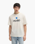 Hugo Blue Cotton-Jersey T-Shirt With Logo | LEVISONS