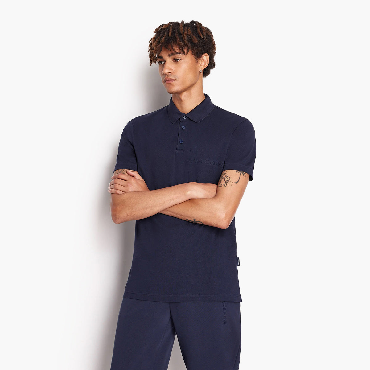 Regular Fit Organic Cotton Pique Logo Polo Shirt S Blue