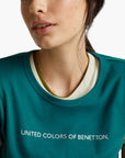 United Colors Of Benetton Woman T-Shirt In 100% Cotton With Glitter Print Logo | LEVISONS
