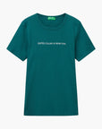 United Colors Of Benetton Woman T-Shirt In 100% Cotton With Glitter Print Logo | LEVISONS