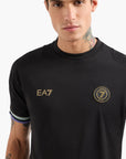 EA7 Regular Fit Crewneck Soccer T-Shirt With Contrasting Branding | LEVISONS