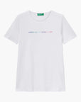 United Colors Of Benetton Woman T-Shirt In 100% Cotton With Glitter Print Logo | LEVISONS