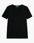 United Colors Of Benetton Woman Pure Cotton T-Shirt With V-Neck | LEVISONS