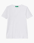 United Colors Of Benetton Woman Pure Cotton T-Shirt With V-Neck | LEVISONS