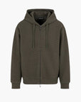 Emporio Armani All Over Logo Regular Fit Cotton Hooded Zip Up Sweatshirt | LEVISONS