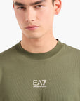 EA7 Regular Fit Cotton Crewneck T-Shirt With Back Print | LEVISONS