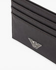 Emporio Armani Leather Card Holder With Metal Eagle Plate | LEVISONS