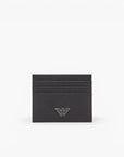 Emporio Armani Leather Card Holder With Metal Eagle Plate | LEVISONS