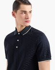 Emporio Armani All Over Eagle Mercerised Cotton Polo T-Shirt | LEVISONS