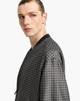 Emporio Armani Bomber Jacket With Eagle Check Motif | LEVISONS