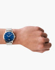 Emporio Armani Silver Round Three-Hand Date Stainless Steel Watch | LEVISONS