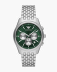 Emporio Armani Silver Round Chronograph Stainless Steel Watch | LEVISONS