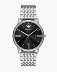 Emporio Armani Silver Round Three-Hand Date Stainless Steel Watch | LEVISONS