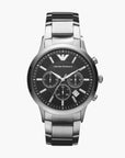 Emporio Armani Silver Round Chronograph Stainless Steel Watch | LEVISONS