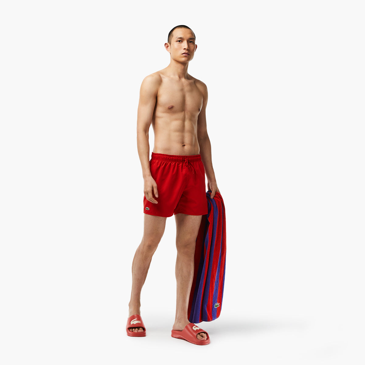 Lacoste red swim on sale shorts