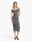 Michael Kors Leopard Print Stretch Matte Jersey Off-The-Shoulder Dress | LEVISONS