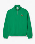 Loose Fit Zip Neck Badge Accent Sweatshirt