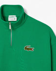 Loose Fit Zip Neck Badge Accent Sweatshirt