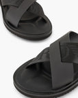Emporio Armani Leather Sandals With Embossed Cross-Over Logo Strap | LEVISONS
