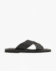 Emporio Armani Leather Sandals With Embossed Cross-Over Logo Strap | LEVISONS