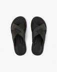 Emporio Armani Leather Sandals With Embossed Cross-Over Logo Strap | LEVISONS