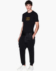 Armani Exchange Black And Gold Regular Fit Cotton Crewneck T-Shirt | LEVISONS