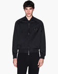 Armani Exchange Black And Gold Dual Zip Bomber Jacket With A Logo Patch | LEVISONS