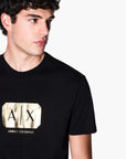 Armani Exchange Black And Gold Regular Fit Cotton Crewneck T-Shirt | LEVISONS
