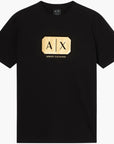 Armani Exchange Black And Gold Regular Fit Cotton Crewneck T-Shirt | LEVISONS