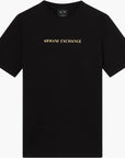 Armani Exchange Black And Gold Regular Fit Cotton Crewneck T-Shirt | LEVISONS