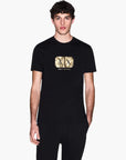 Armani Exchange Black And Gold Regular Fit Cotton Crewneck T-Shirt | LEVISONS