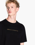 Armani Exchange Black And Gold Regular Fit Cotton Crewneck T-Shirt | LEVISONS