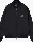 Armani Exchange Black And Gold Dual Zip Bomber Jacket With A Logo Patch | LEVISONS