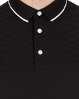 Emporio Armani All Over Eagle Mercerised Cotton Polo T-Shirt | LEVISONS
