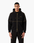 Emporio Armani Double-Jersey Hooded Zip-Up Sweatshirt With Gold Details And Logo | LEVISONS