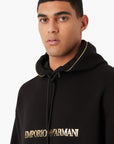 Emporio Armani Double-Jersey Hooded Sweatshirt With Gold Details And Logo | LEVISONS