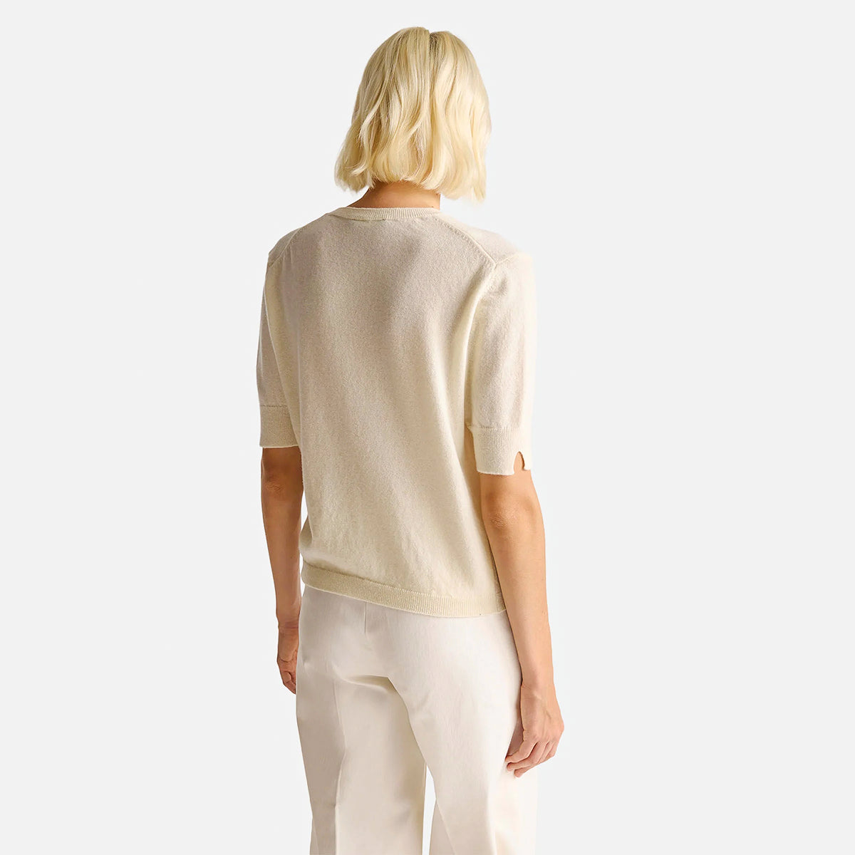 United Colors Of Benetton Woman Cream Short Sleeve Sweater In Pure Merino Wool | LEVISONS