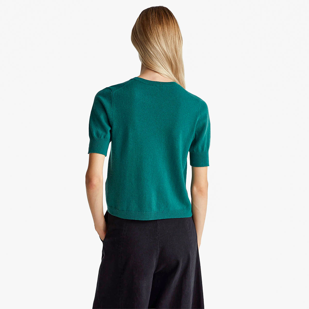 United Colors Of Benetton Woman Green Short Sleeve Sweater In Pure Merino Wool | LEVISONS