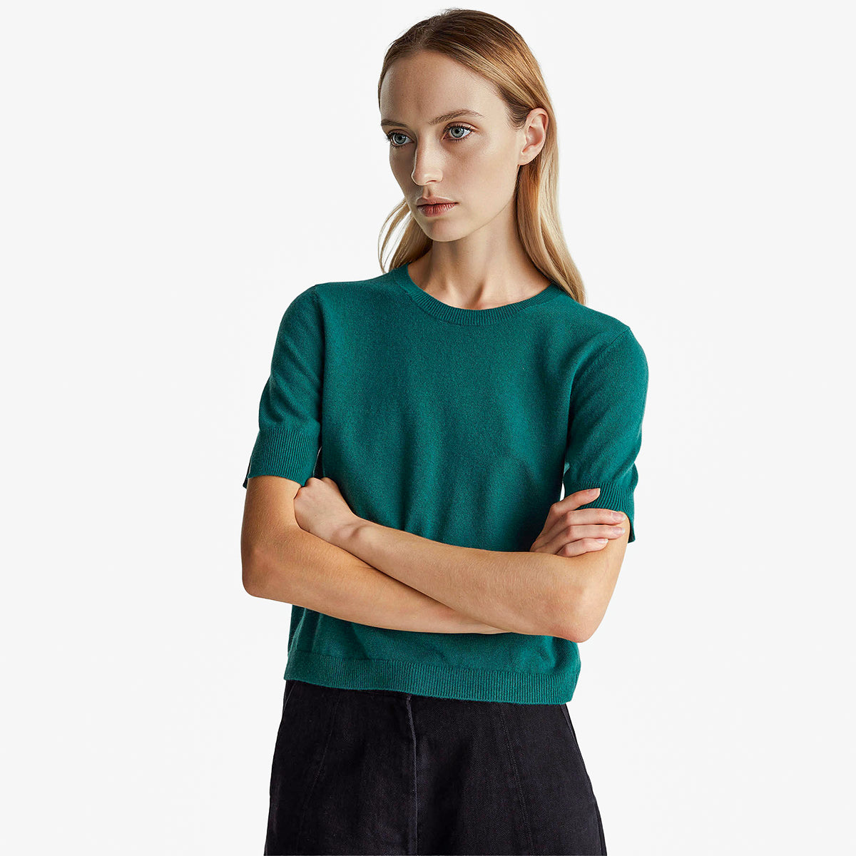 United Colors Of Benetton Woman Green Short Sleeve Sweater In Pure Merino Wool | LEVISONS