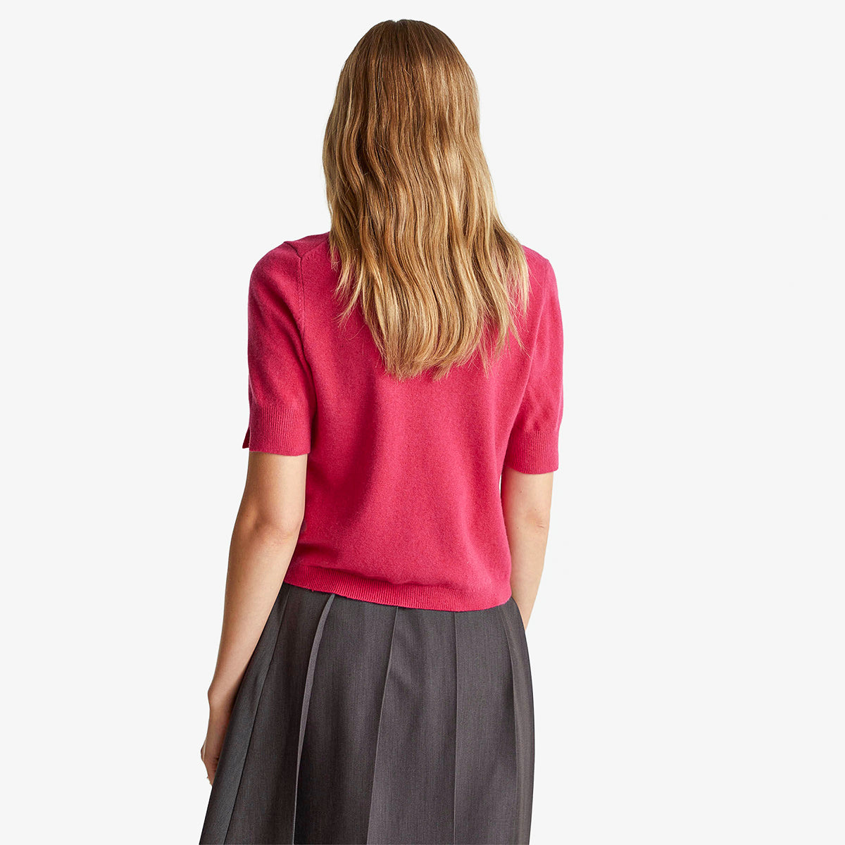 United Colors Of Benetton Woman Fuchsia Short Sleeve Sweater In Pure Merino Wool | LEVISONS