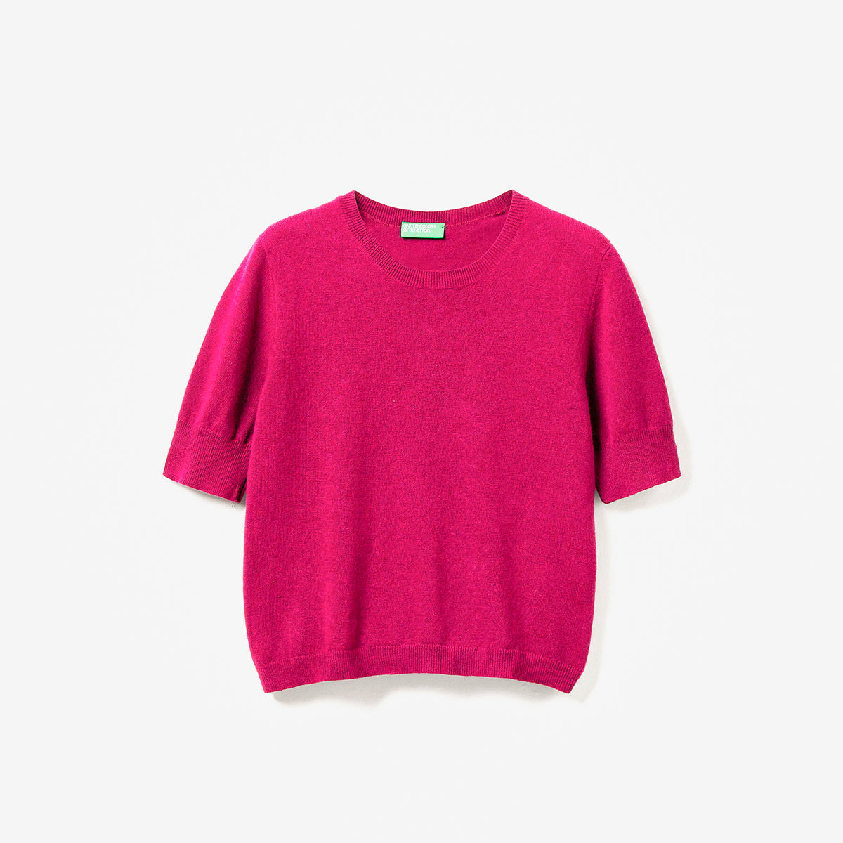 United Colors Of Benetton Woman Fuchsia Short Sleeve Sweater In Pure Merino Wool | LEVISONS