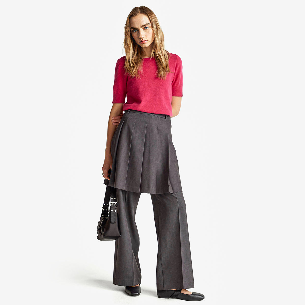 United Colors Of Benetton Woman Fuchsia Short Sleeve Sweater In Pure Merino Wool | LEVISONS