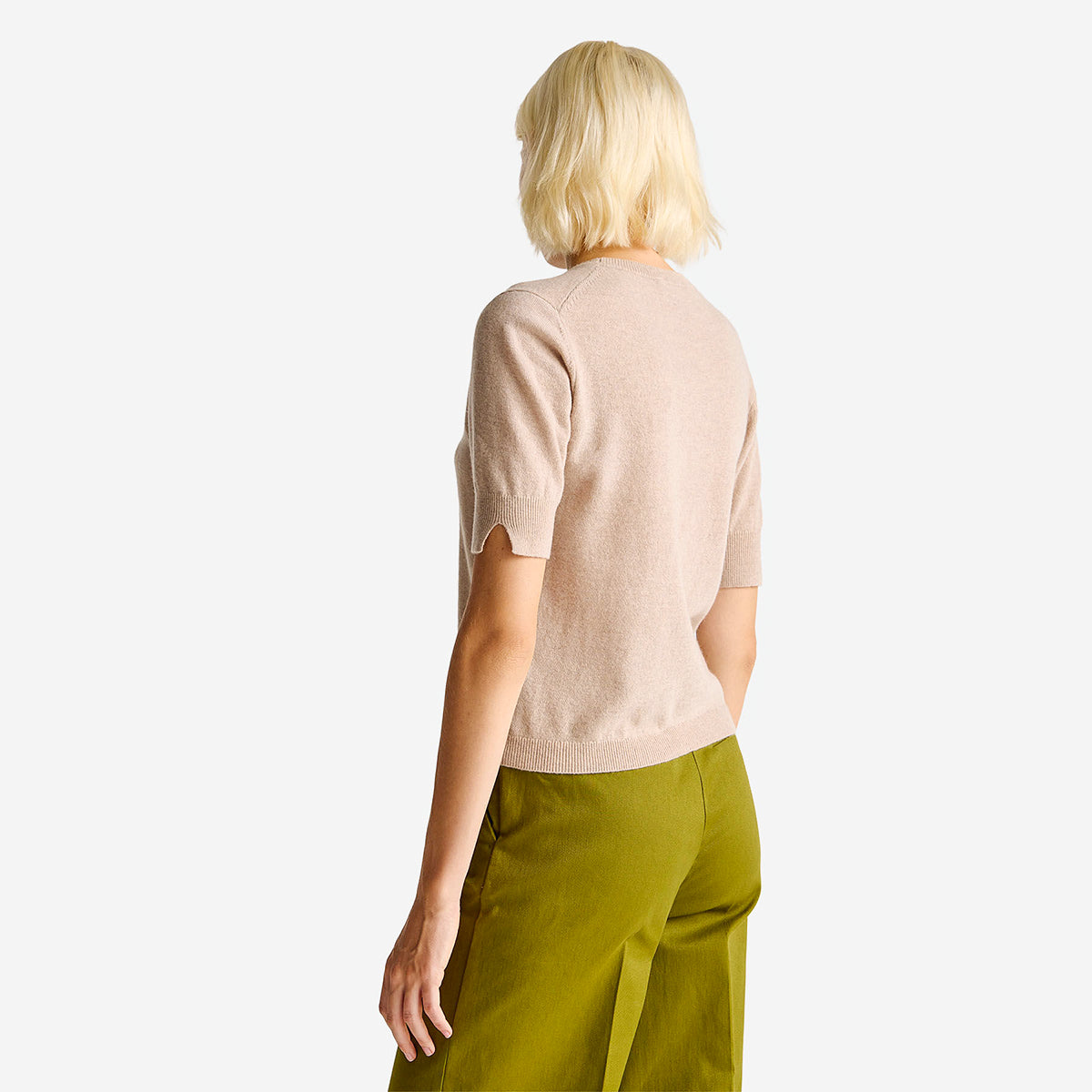 United Colors Of Benetton Woman Beige Short Sleeve Sweater In Pure Merino Wool | LEVISONS