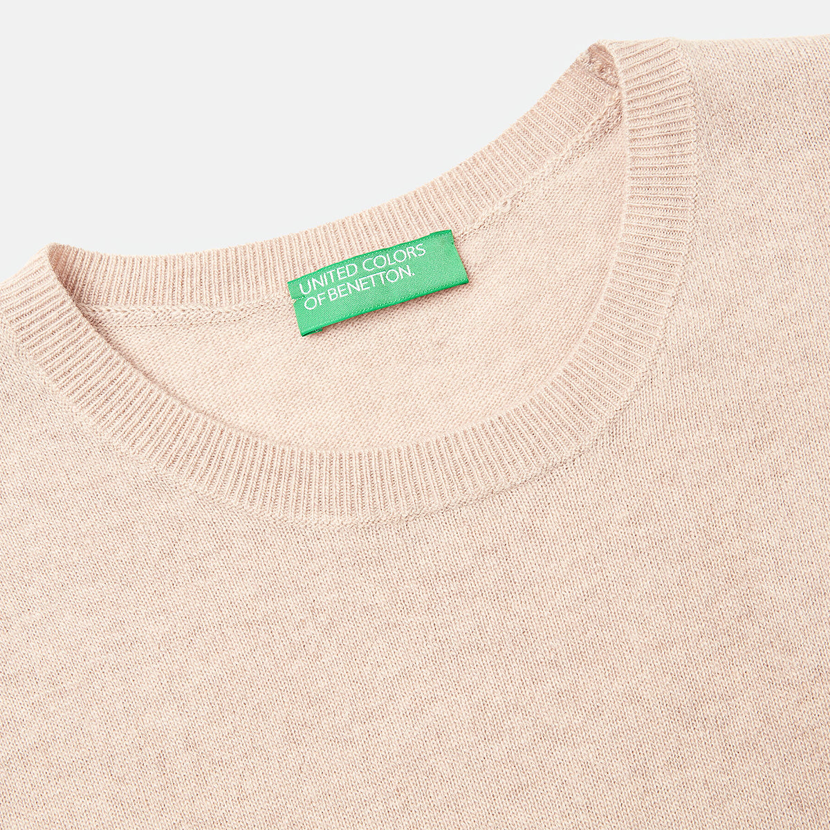 United Colors Of Benetton Woman Beige Short Sleeve Sweater In Pure Merino Wool | LEVISONS