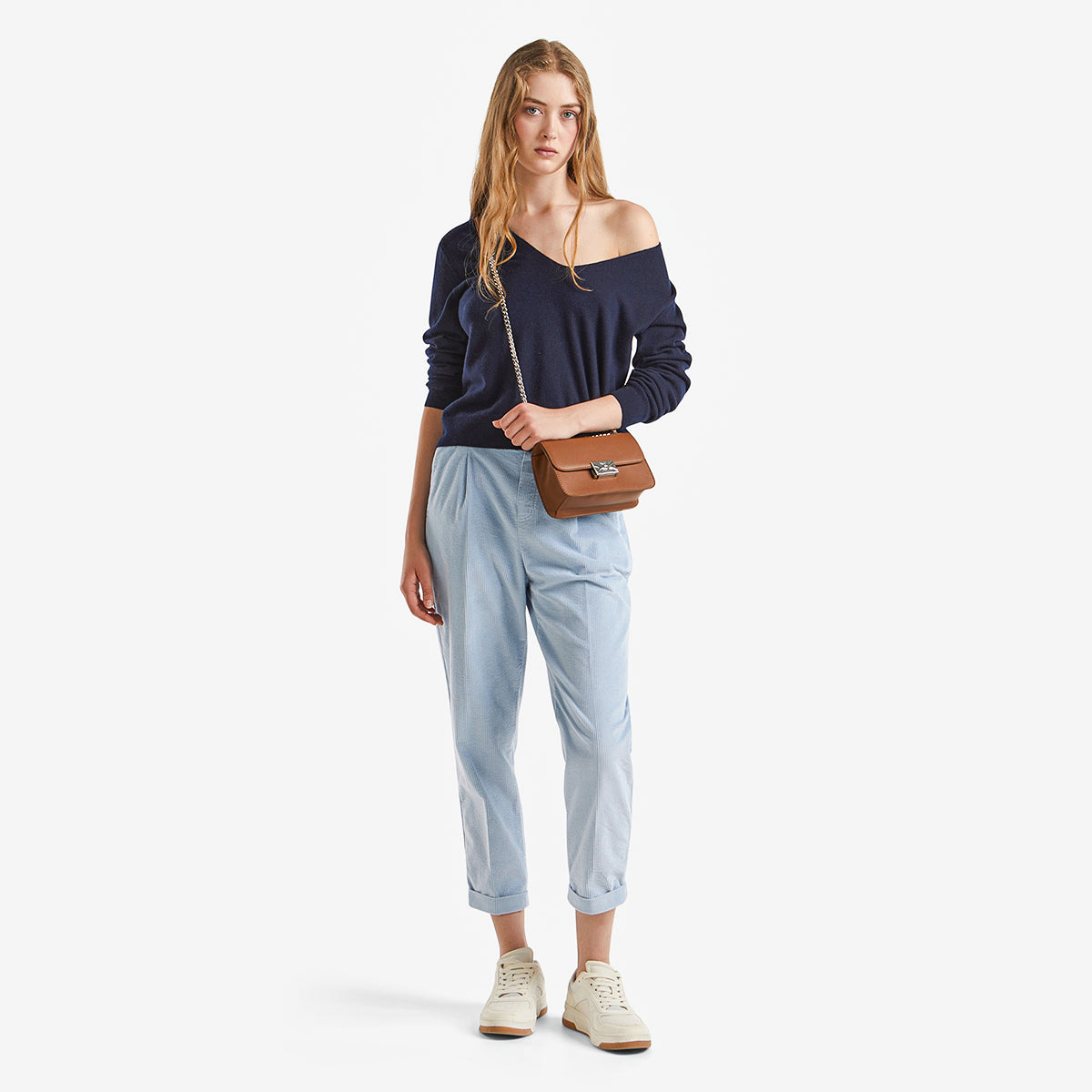 United Colors Of Benetton Woman Dark Blue V-Neck Sweater In Pure Merino Wool | LEVISONS
