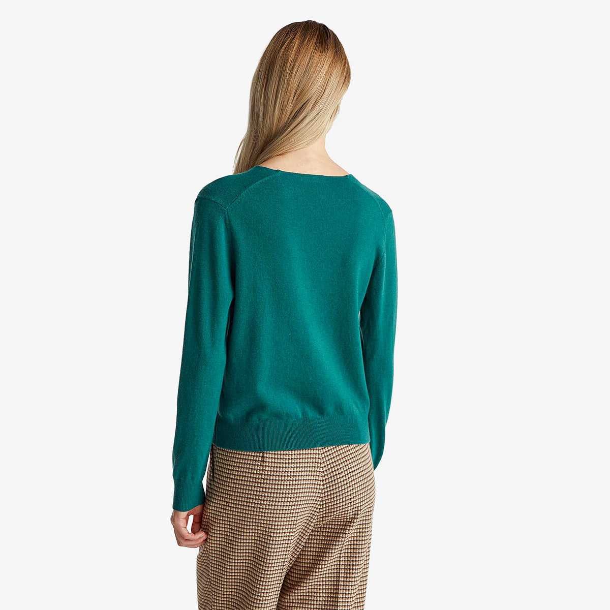United Colors Of Benetton Woman Green V-Neck Sweater In Pure Merino Wool | LEVISONS