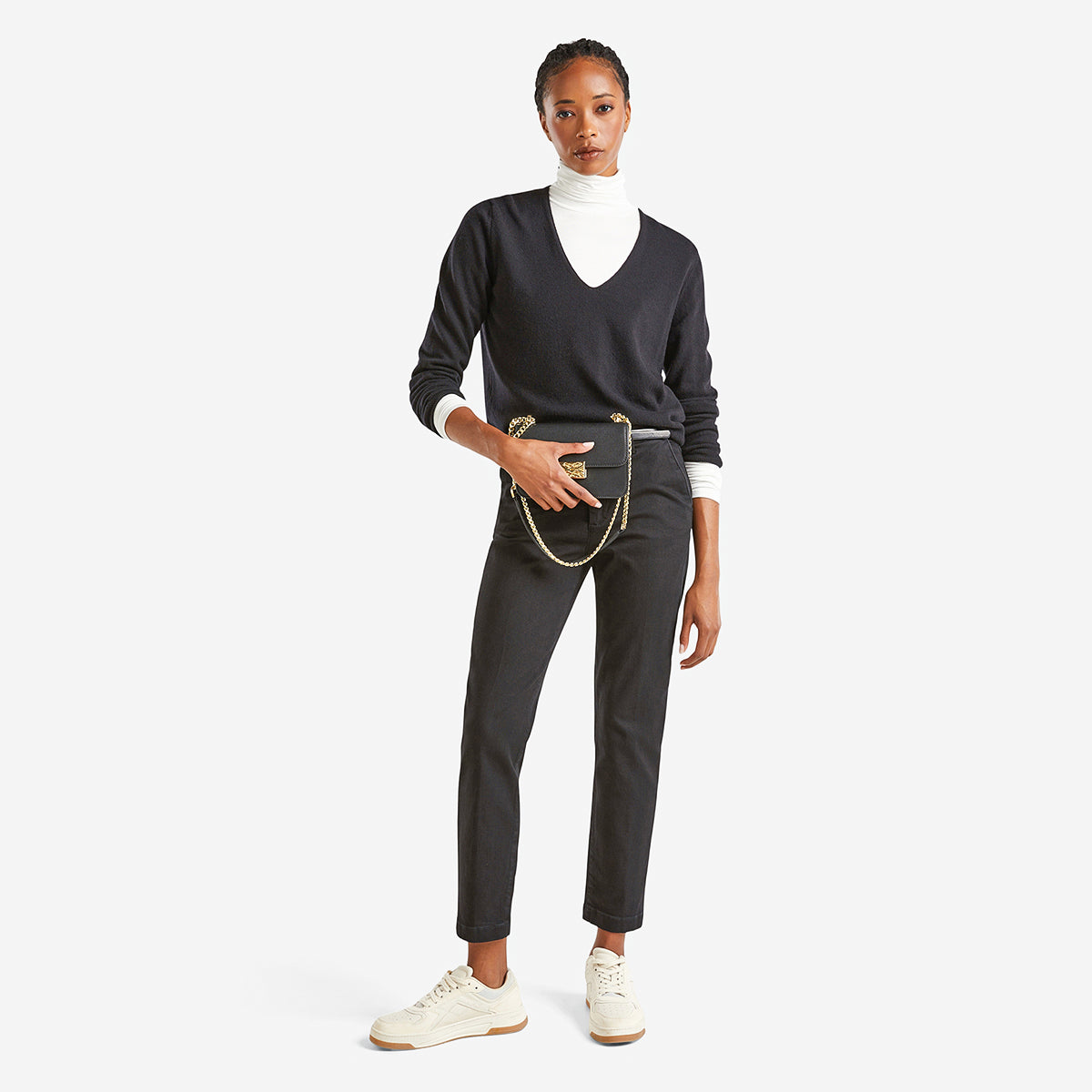 United Colors Of Benetton Woman Black V-Neck Sweater In Pure Merino Wool | LEVISONS