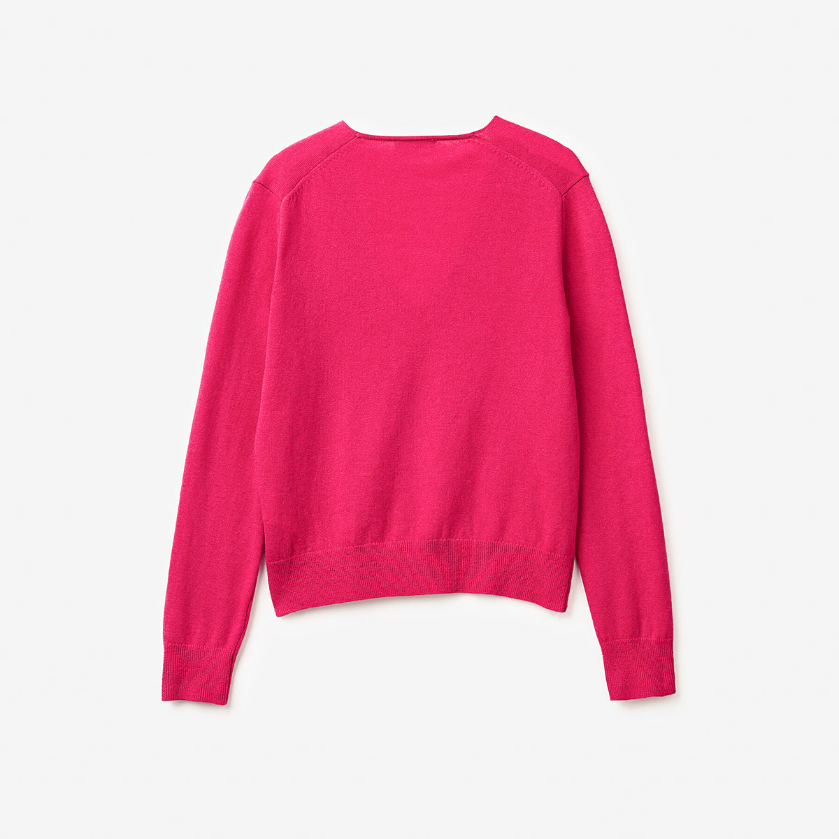 United Colors Of Benetton Woman Fuchsia V-Neck Sweater In Pure Merino Wool | LEVISONS