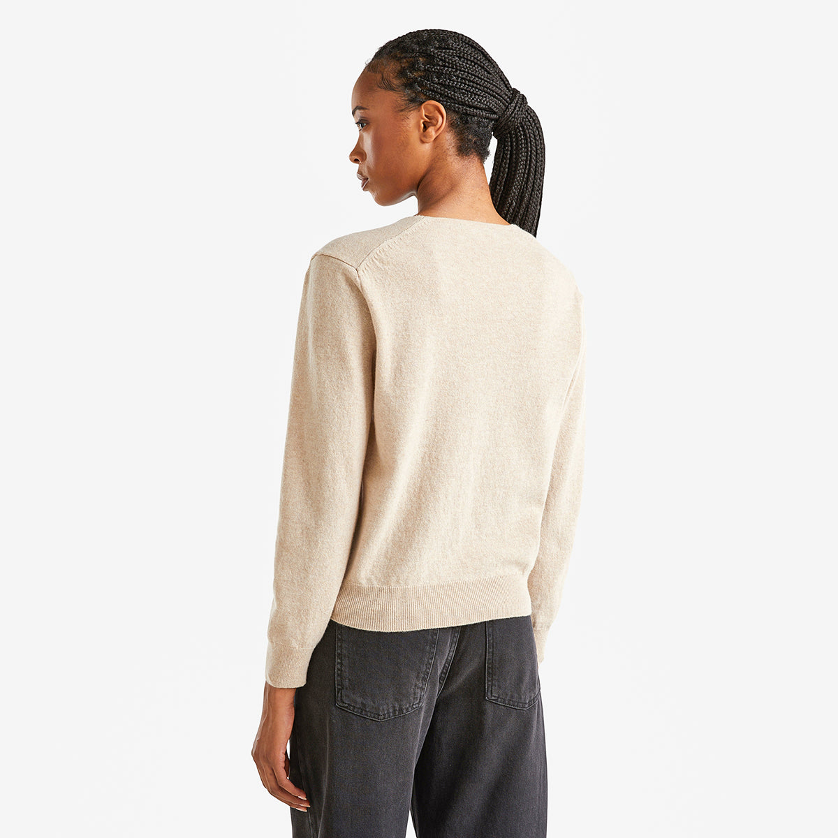 United Colors Of Benetton Woman Beige V-Neck Sweater In Pure Merino Wool | LEVISONS